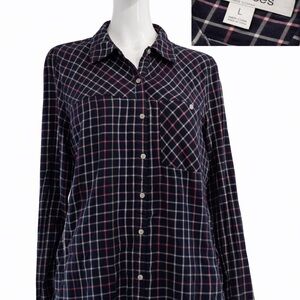 Maurices Navy Plaid Button Down Shirt